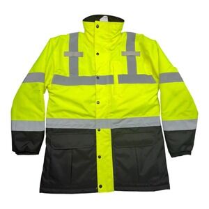 Utility Pro Mens ANSI Class 3 High Vis Safety Jacket Neon Yellow UHV1004 M